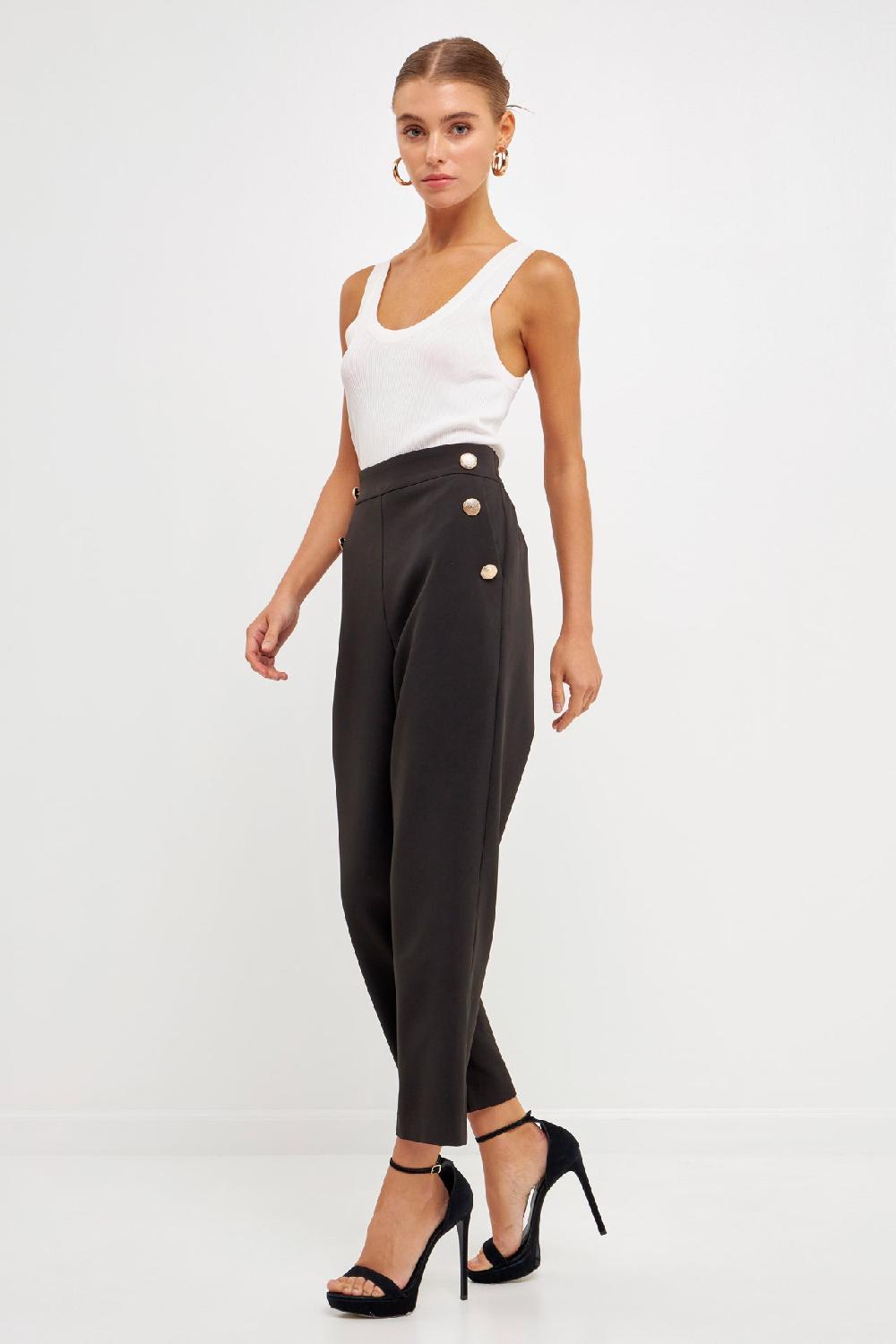 Endless Rose High Waisted Buttoned Trousers BLACK