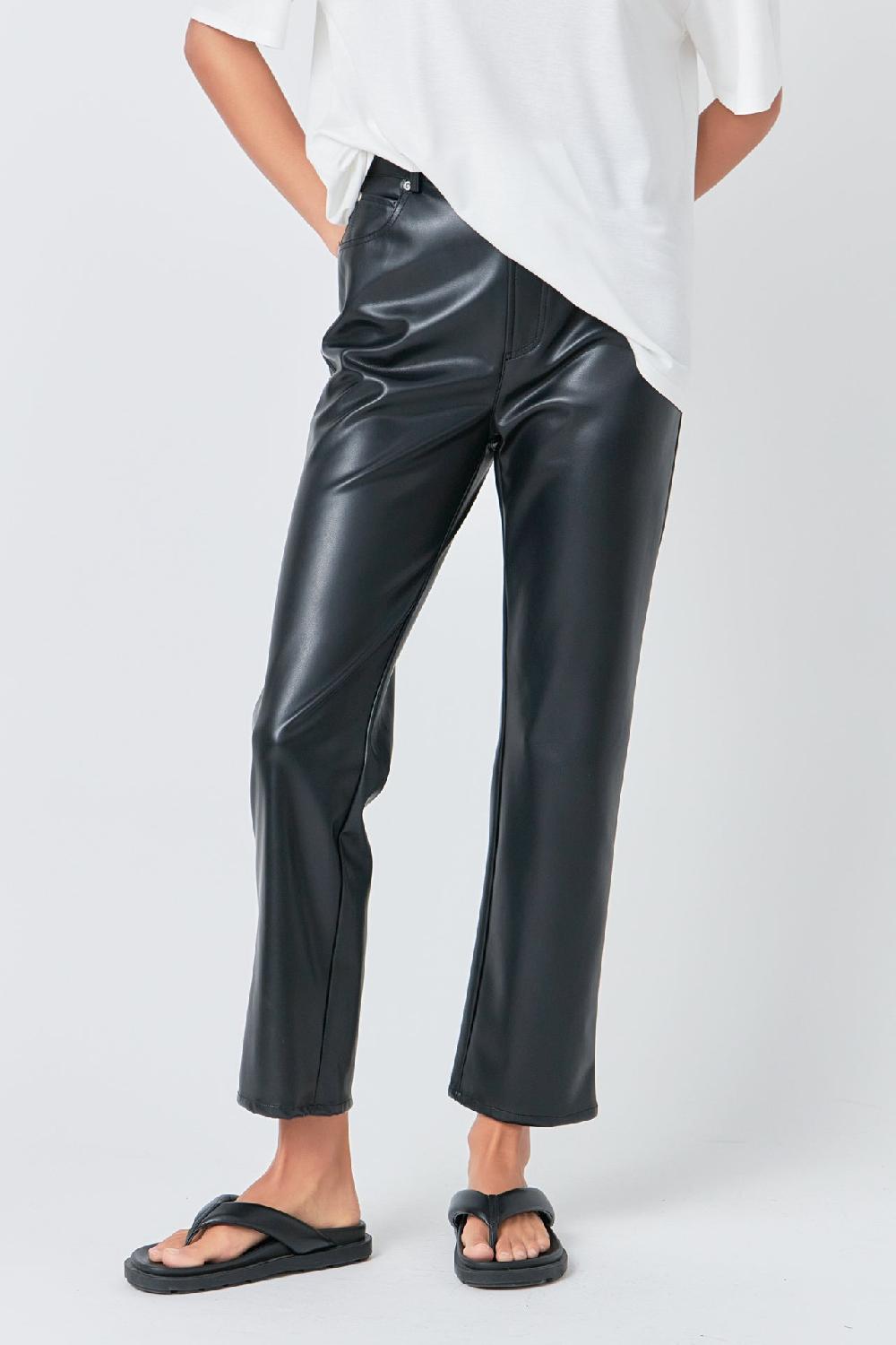 Endless Rose High-Waisted Faux Leather Pants CREAM