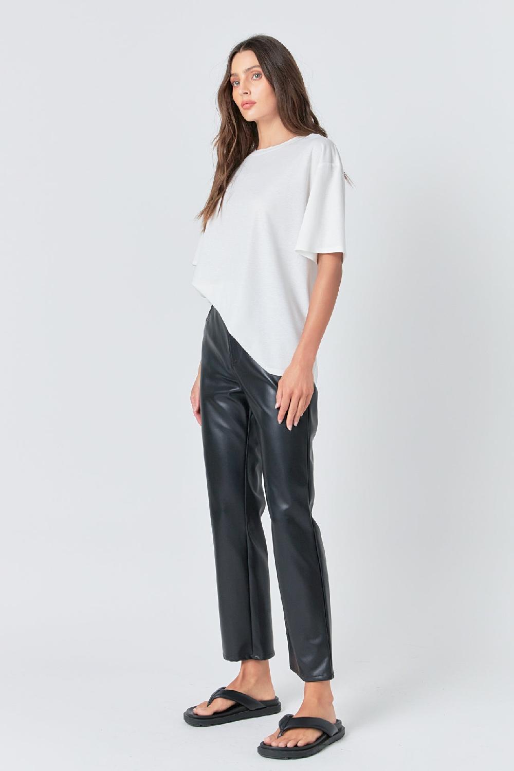 Endless Rose High-Waisted Faux Leather Pants CREAM