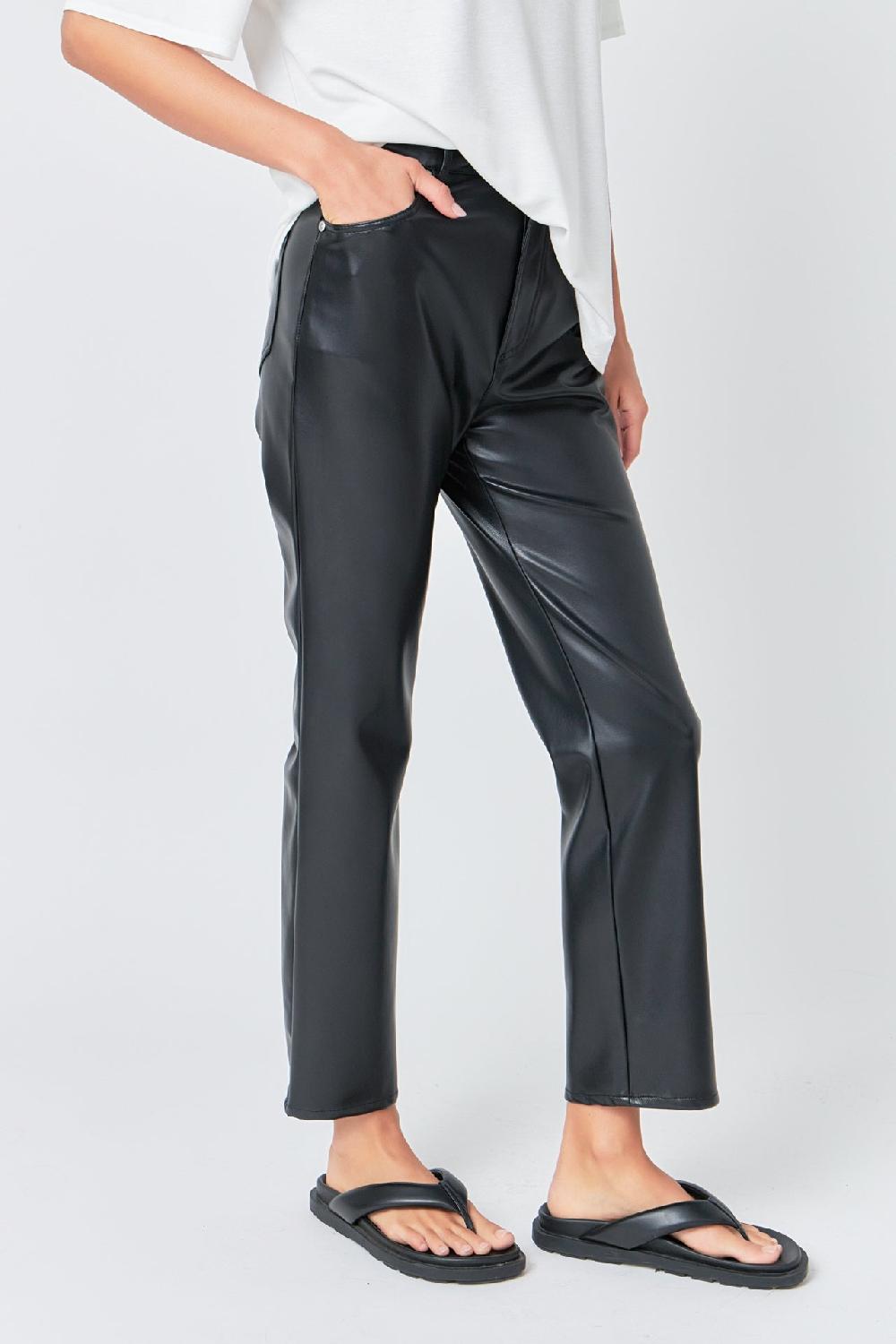Endless Rose High-Waisted Faux Leather Pants CREAM