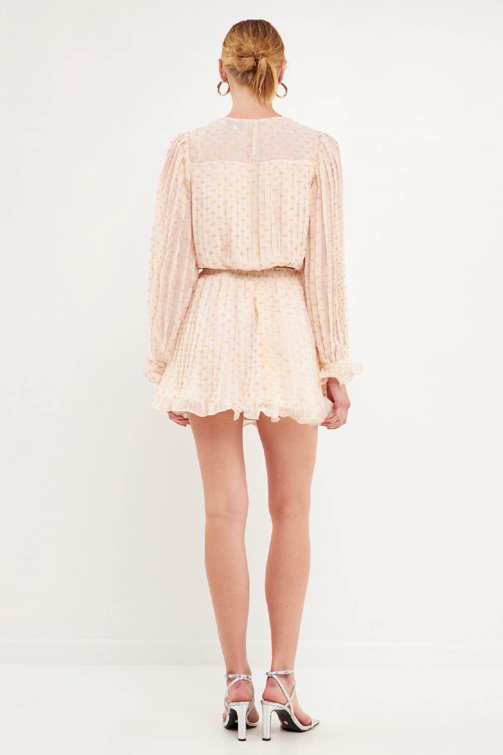 Endless Rose High-Waisted Pleated Mini Skirt CREAM