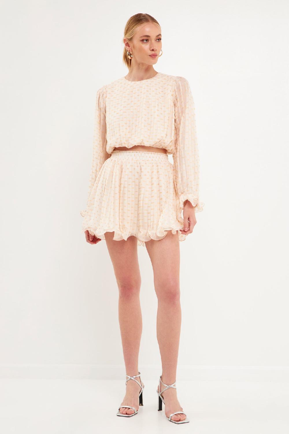 endless rose High-Waisted Pleated Mini Skirt CREAM