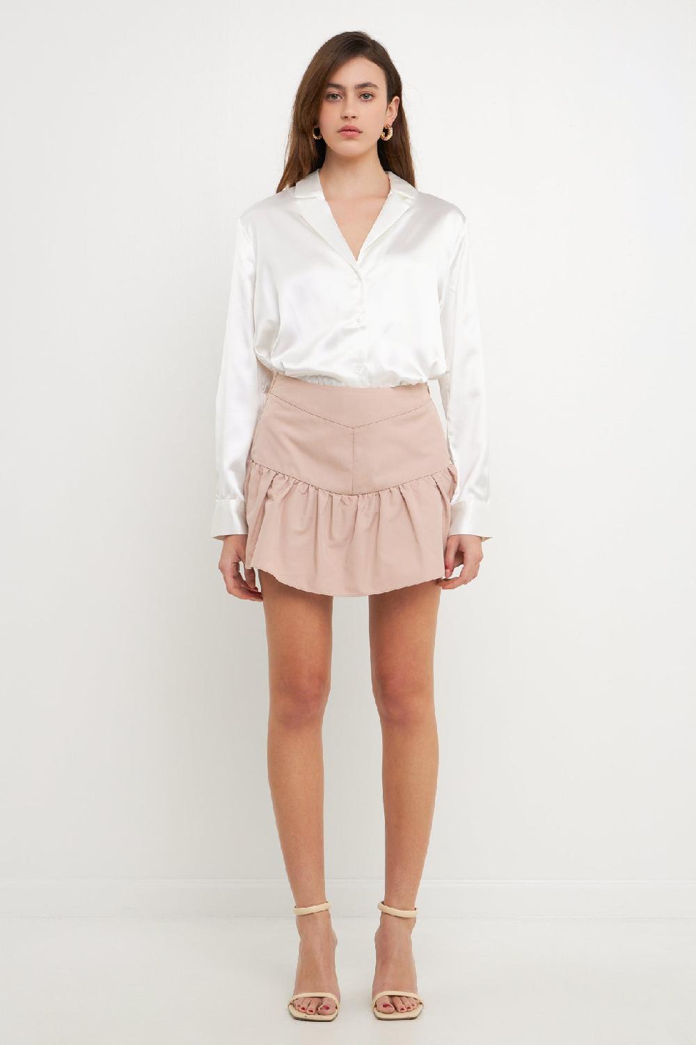 endless rose High-Waisted Ruffled Skort DUSTY PINK