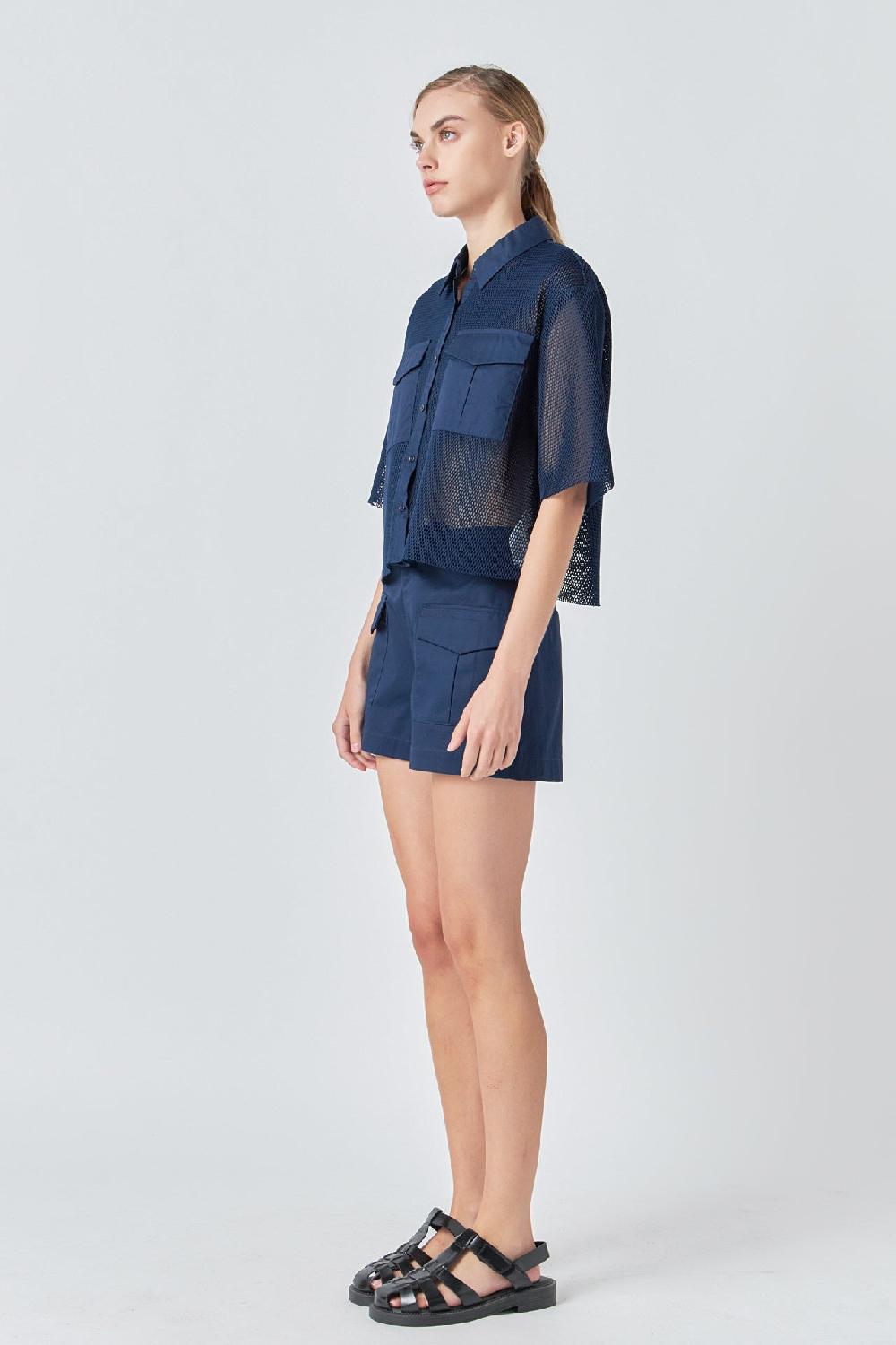 Endless Rose High-Waisted Shorts With Pockets NAVY