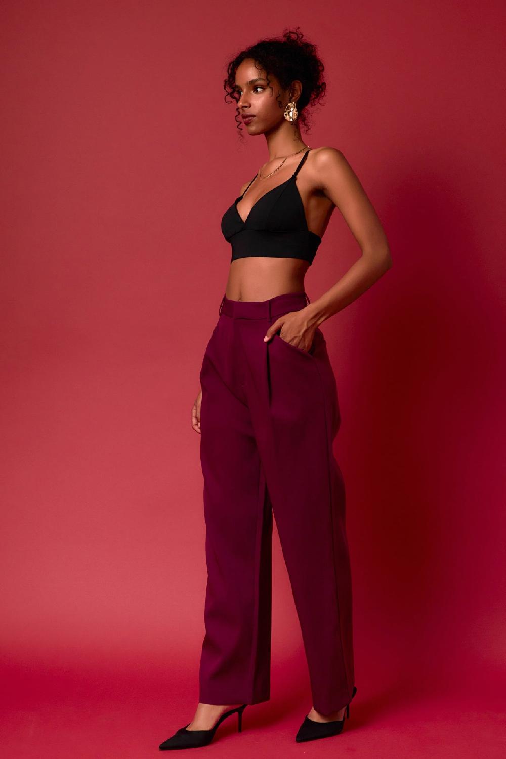 Endless Rose High-Waisted Suit Trousers EMERALD