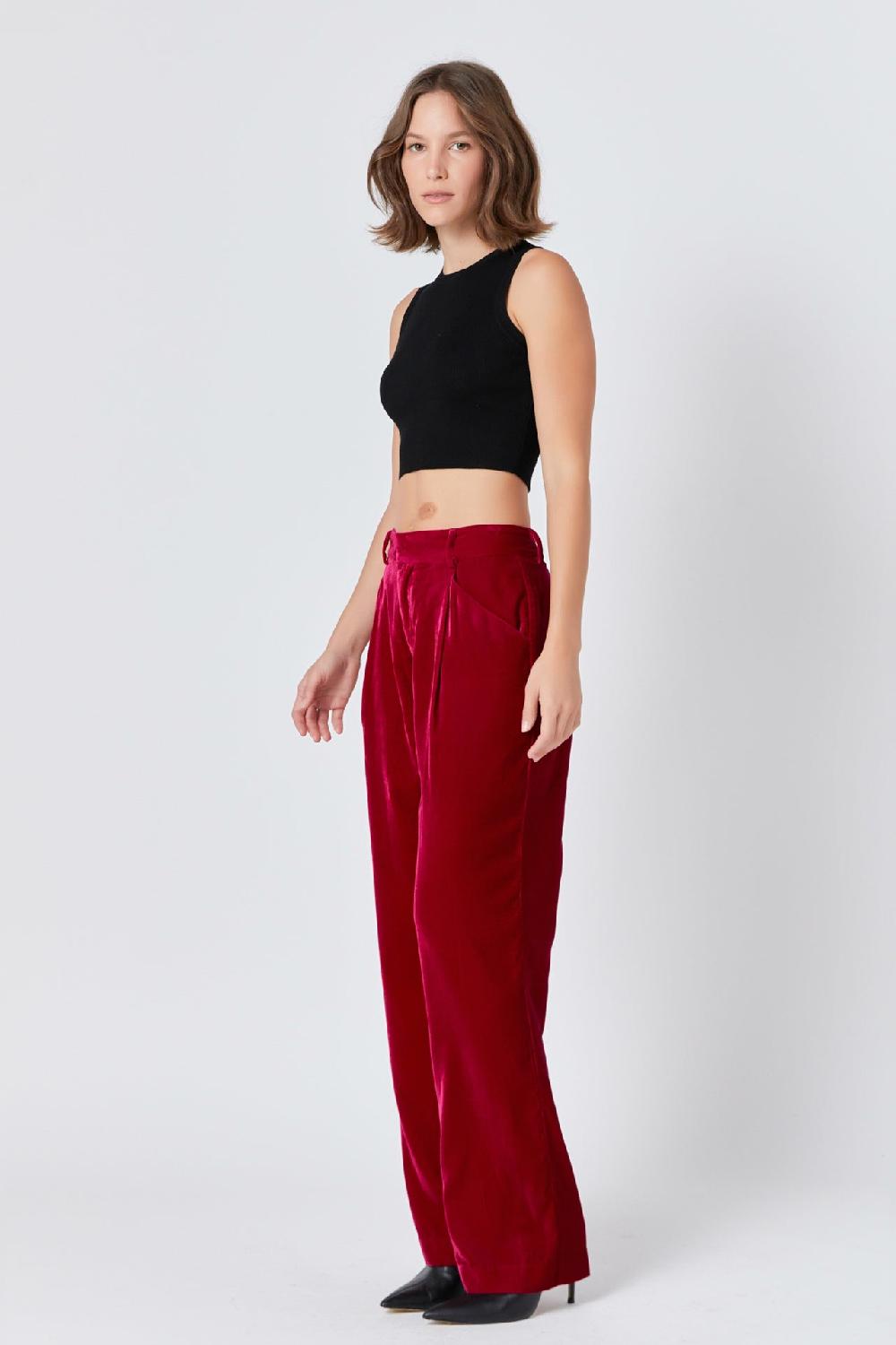 Endless Rose High-Waisted Velvet Pants FUCHSIA