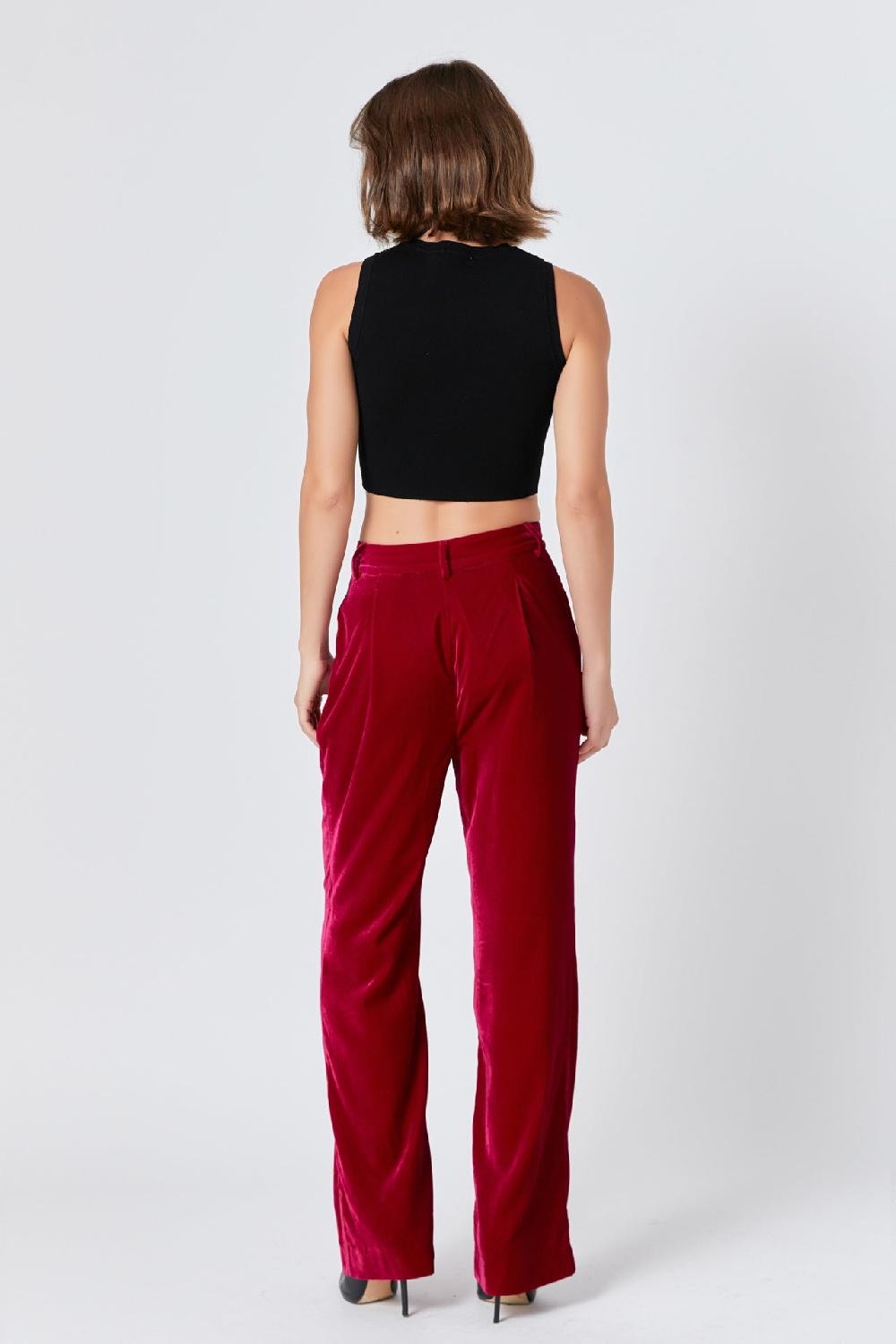 Endless Rose High-Waisted Velvet Pants FUCHSIA
