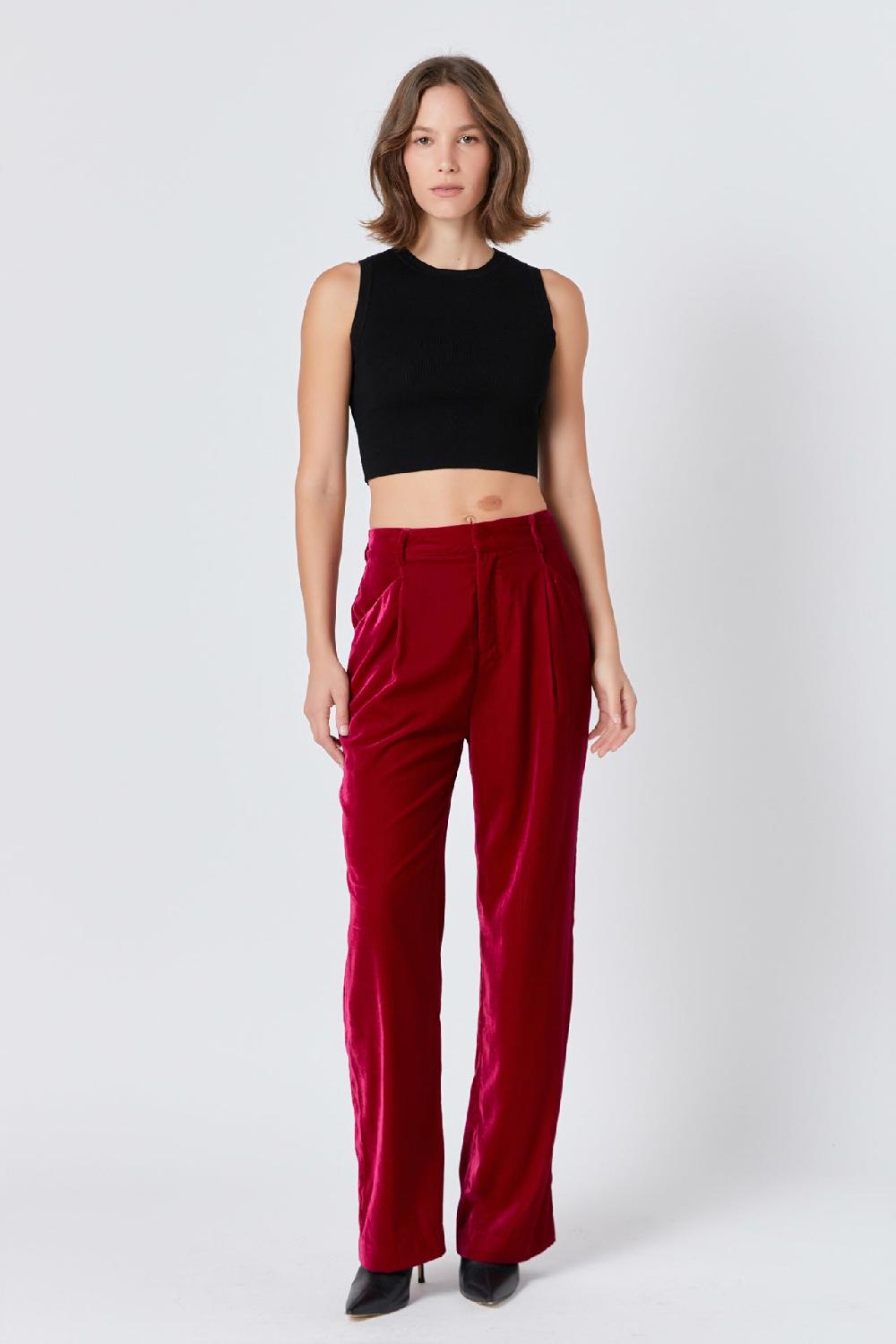 endless rose High-Waisted Velvet Pants FUCHSIA