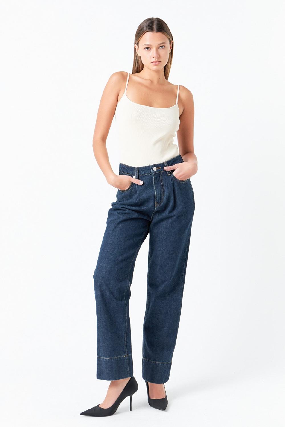 endless rose High Waisted Wide Leg Pants NAVY