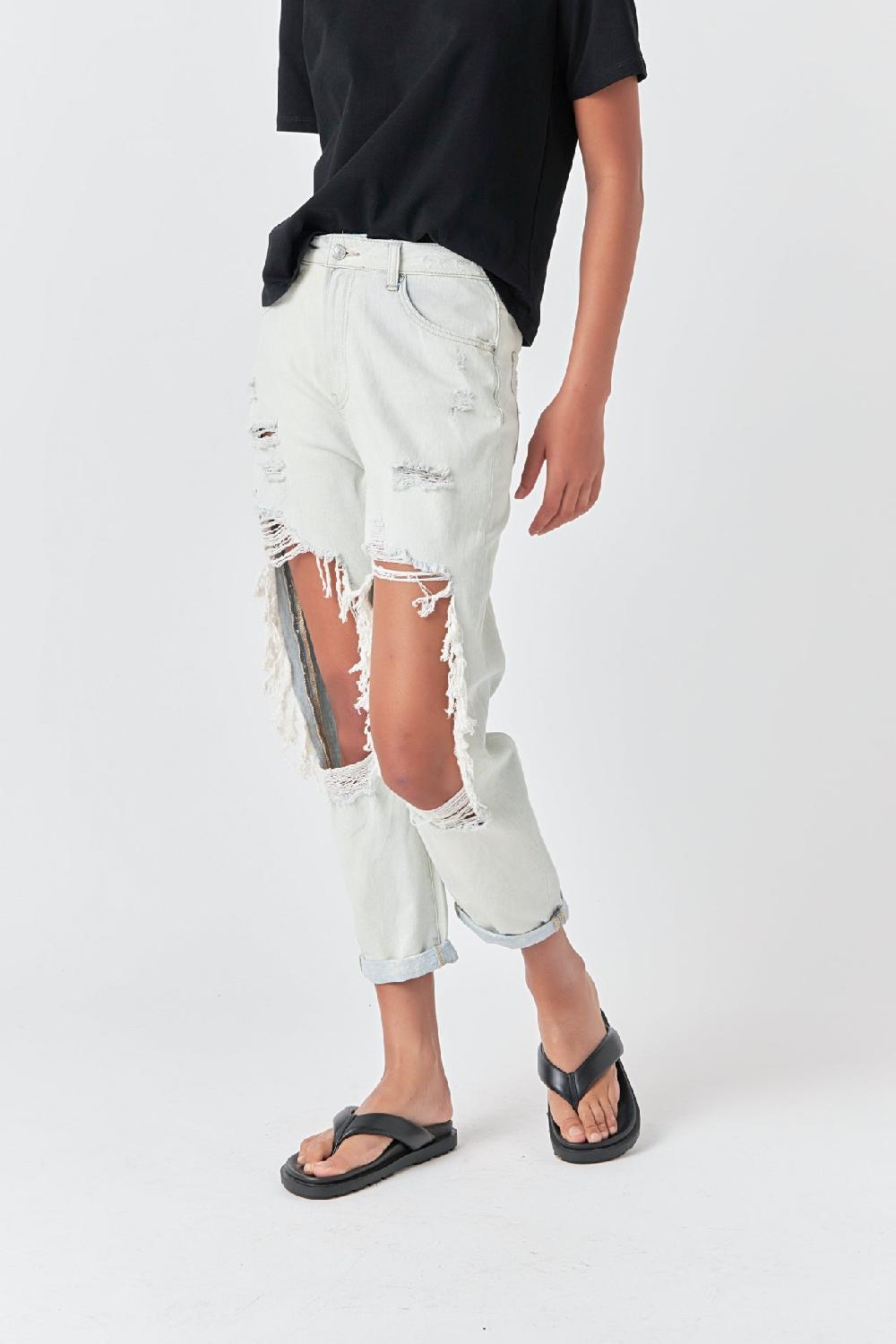 Endless Rose Highly Distressed Jeans LIGHT DENIM