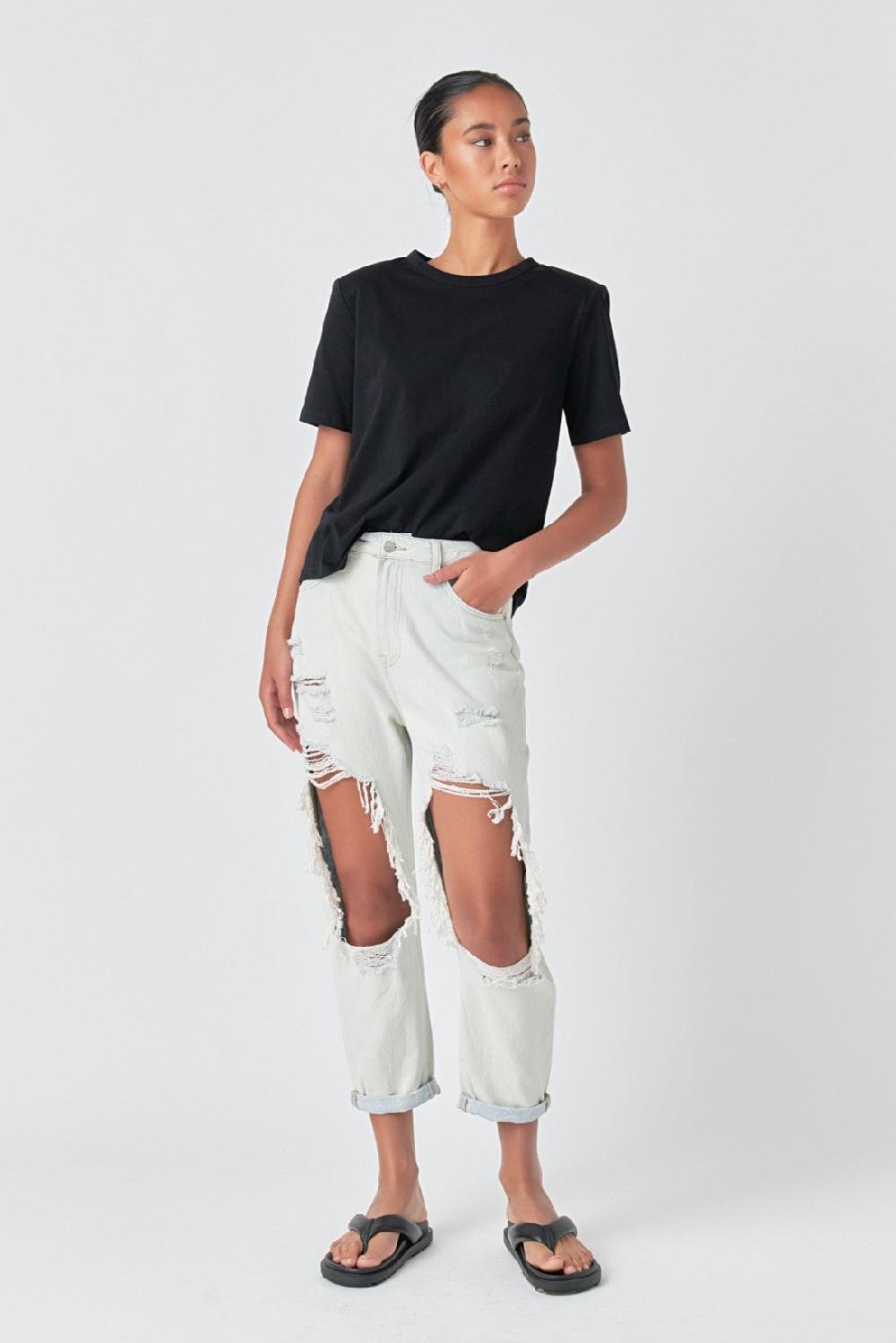 endless rose Highly Distressed Jeans LIGHT DENIM