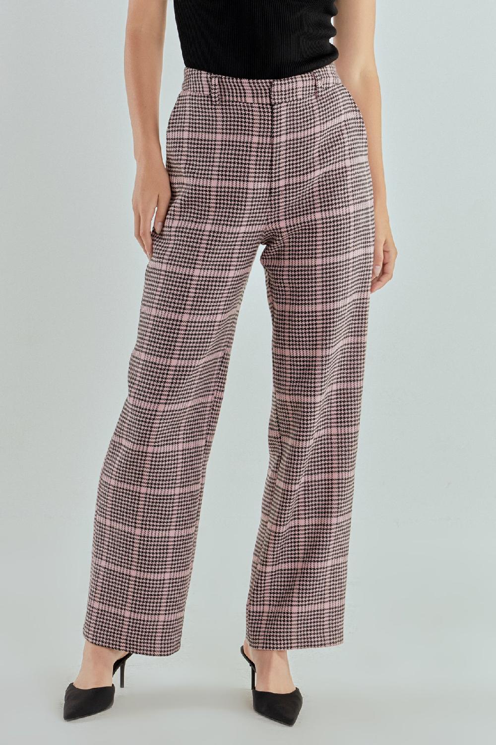 Endless Rose Houndstooth Women Pants PINK MULTI