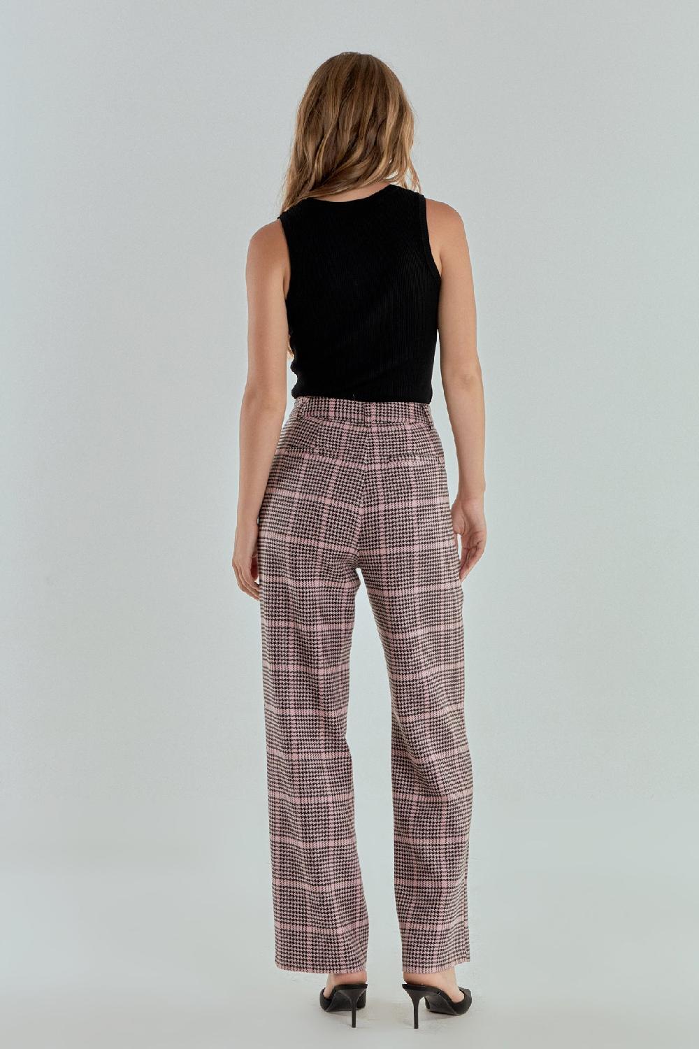 Endless Rose Houndstooth Women Pants PINK MULTI