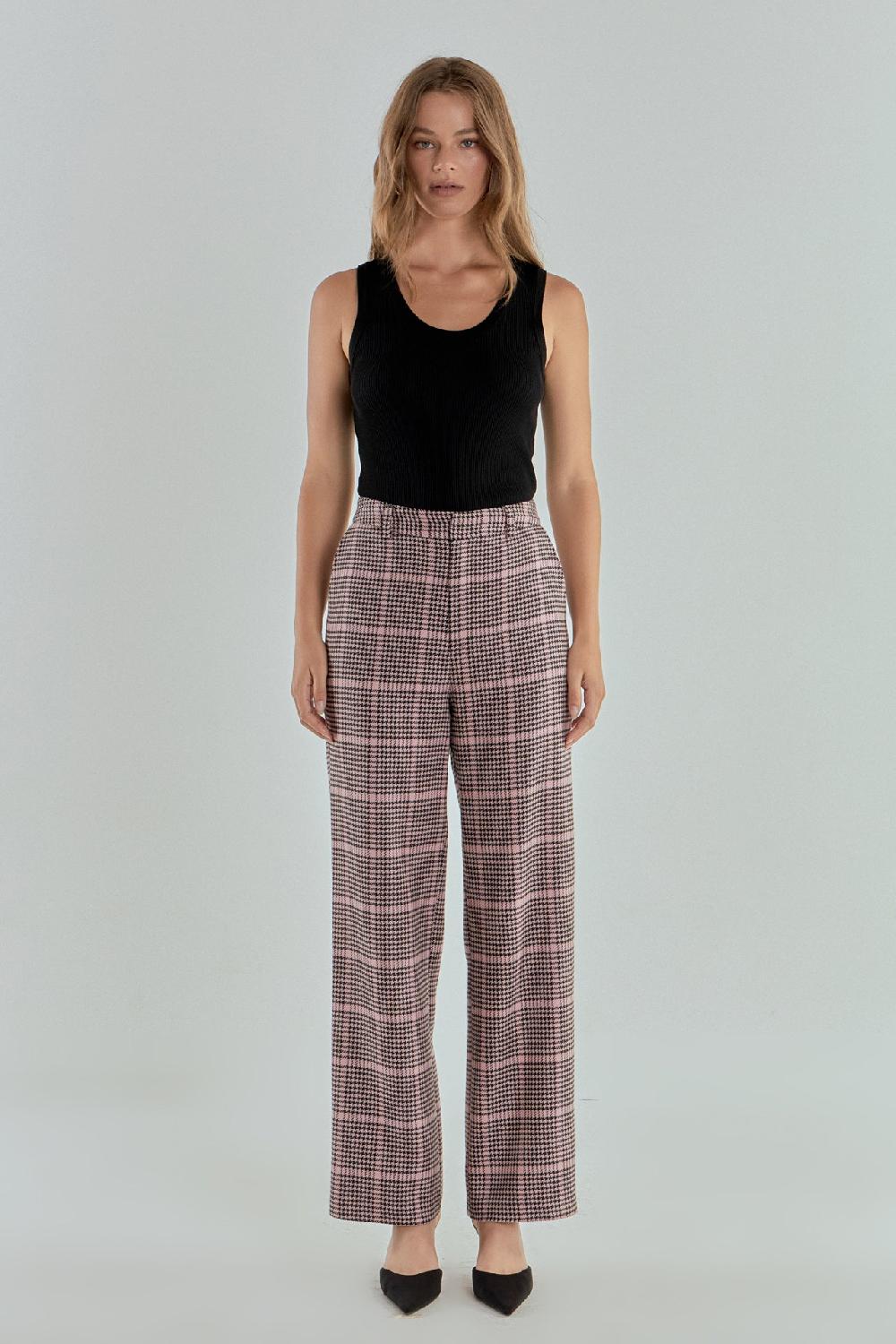 endless rose Houndstooth Women Pants PINK MULTI