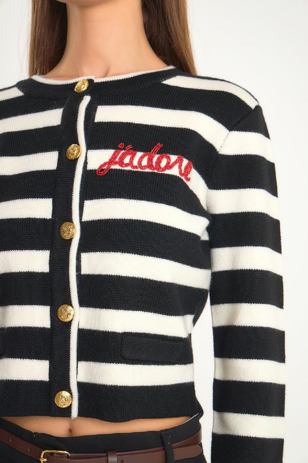 Endless Rose J'adore Beaded Cardigan BLACK/WHITE