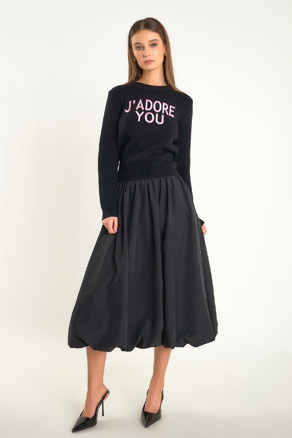 Endless Rose J'adore You Sweater BLACK