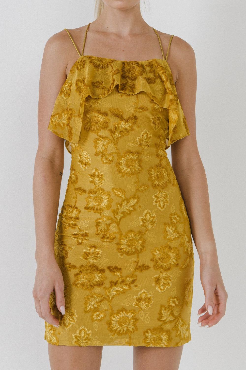 Endless Rose Jacquard Bodycon Dress YELLOW