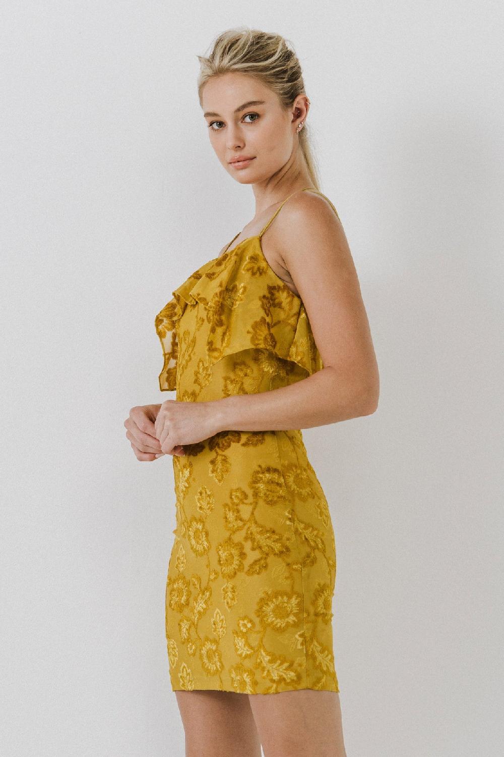 Endless Rose Jacquard Bodycon Dress YELLOW