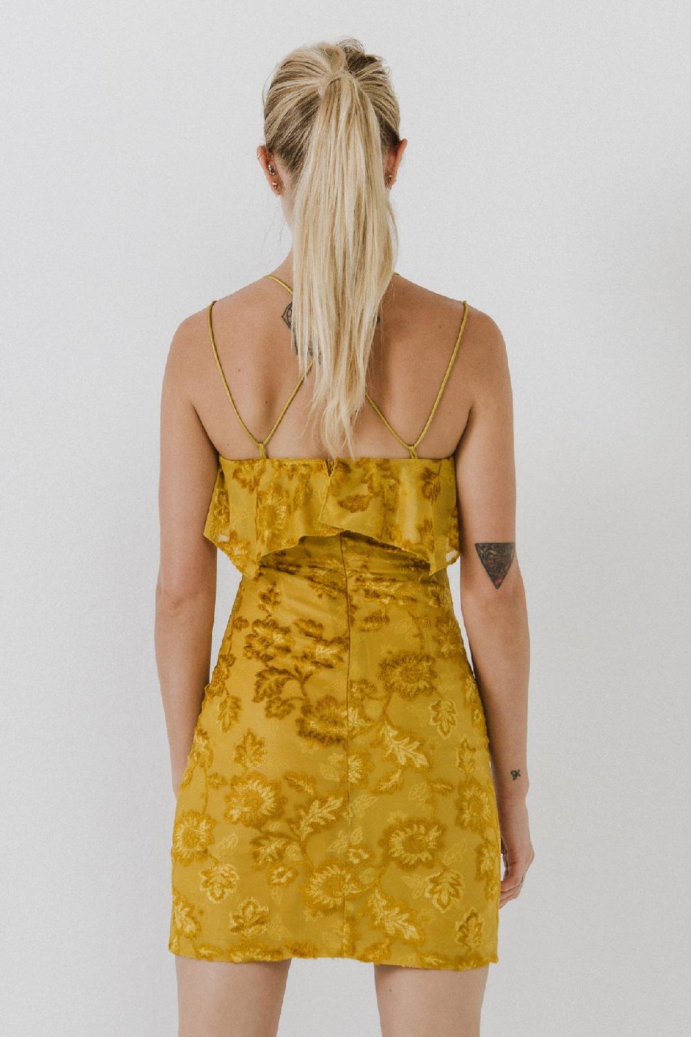 Endless Rose Jacquard Bodycon Dress YELLOW