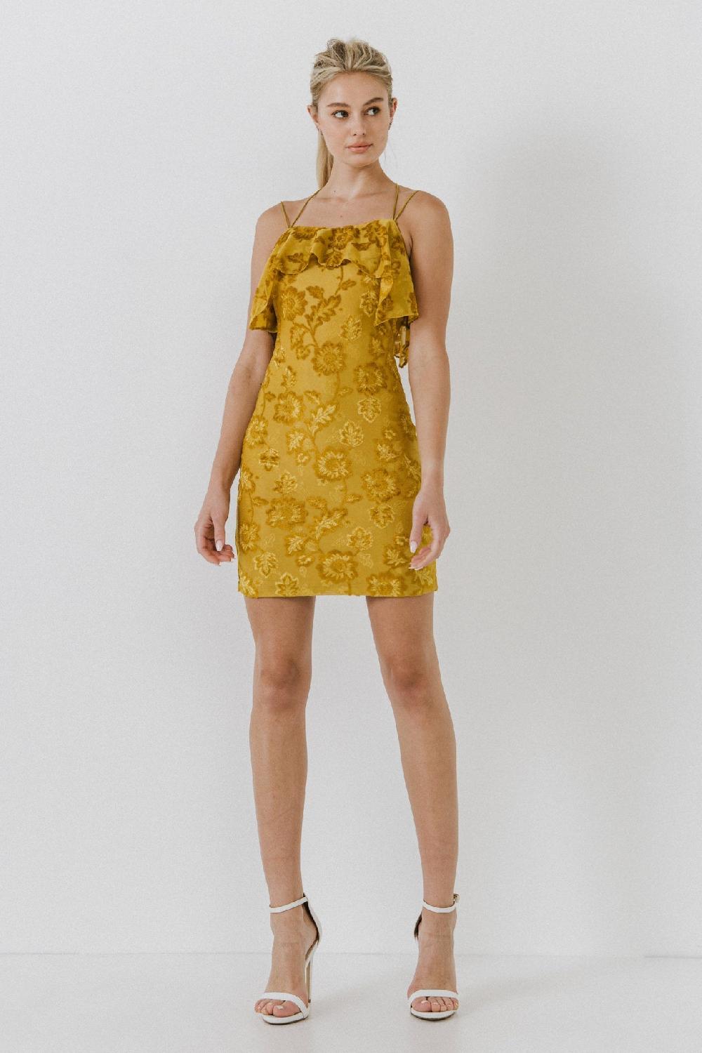 endless rose Jacquard Bodycon Dress YELLOW