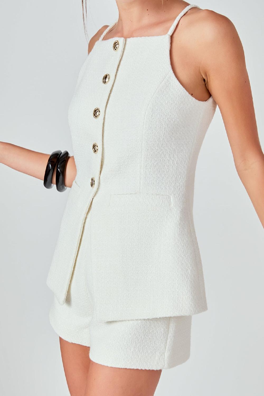 Endless Rose Jacqueline Tweed Shorts WHITE