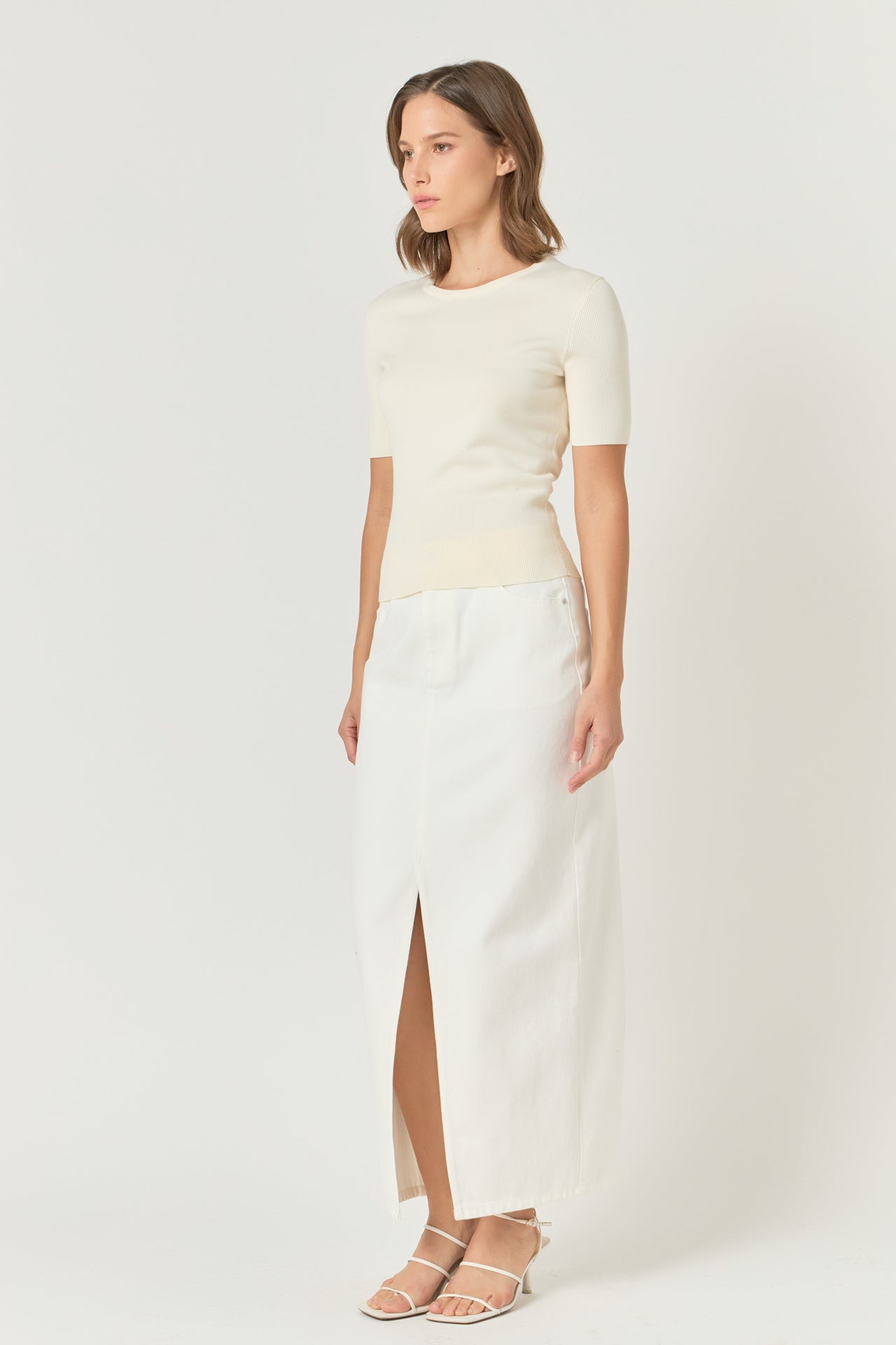 Endless Rose Jewel Trim Half Sleeve Top IVORY