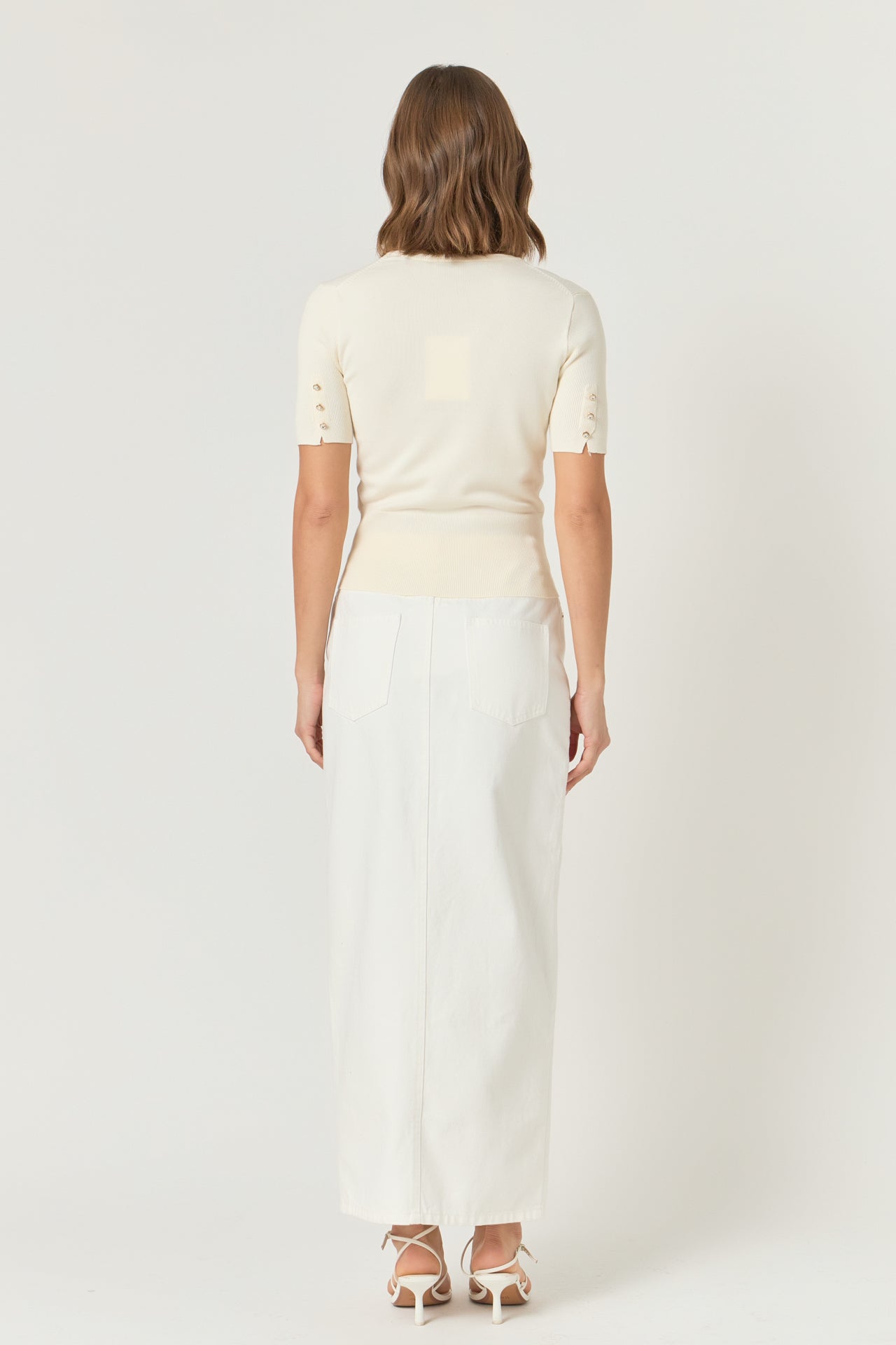 Endless Rose Jewel Trim Half Sleeve Top IVORY