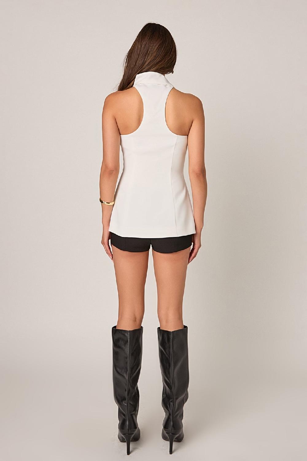 Endless Rose Kaitlyn A-Line Choker Tie Top WHITE