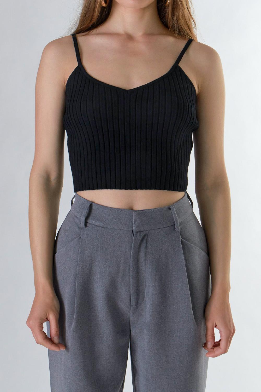 Endless Rose Knit Cami Crop Top BLACK