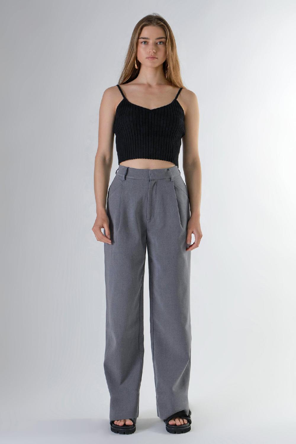 endless rose Knit Cami Crop Top BLACK