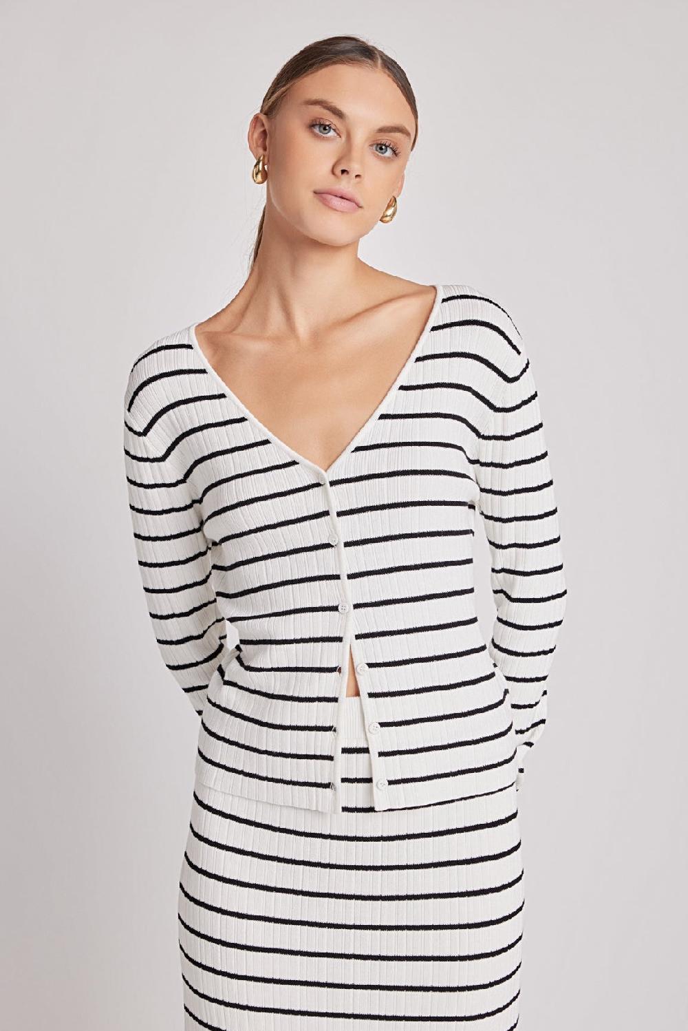 endless rose Knit Cardigan IVORY/BLACK