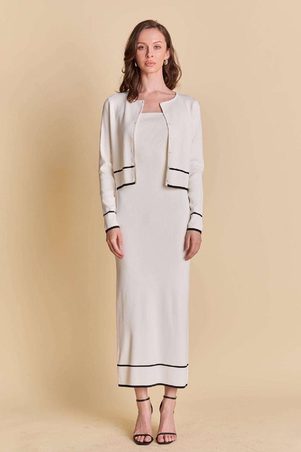 Endless Rose Knit Cardigan WHITE/BLACK