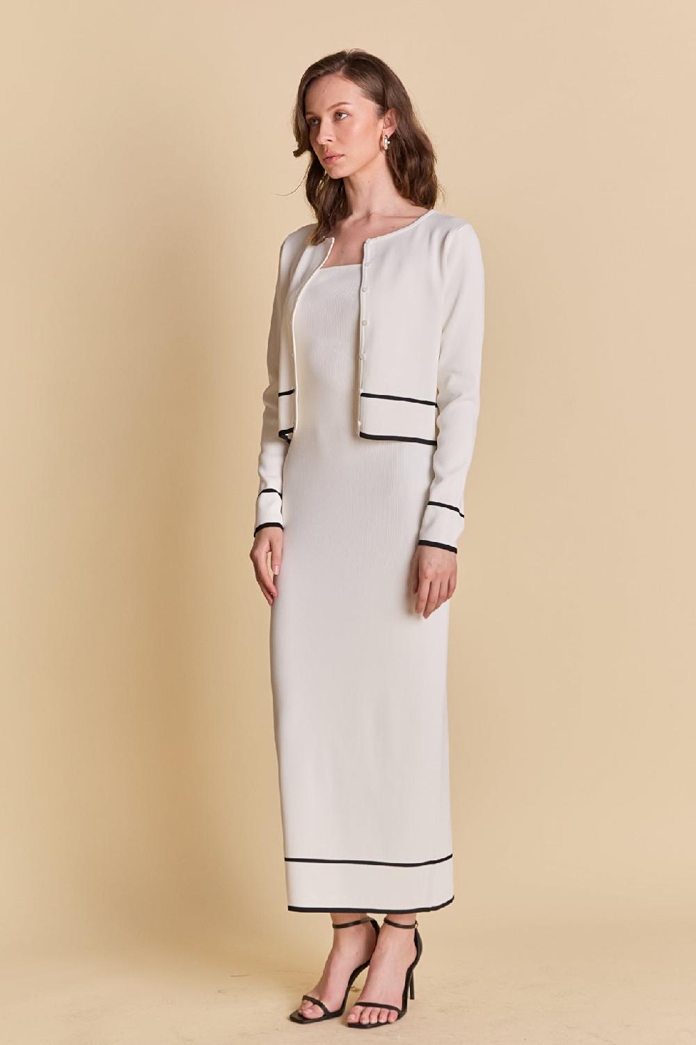 Endless Rose Knit Cardigan WHITE/BLACK