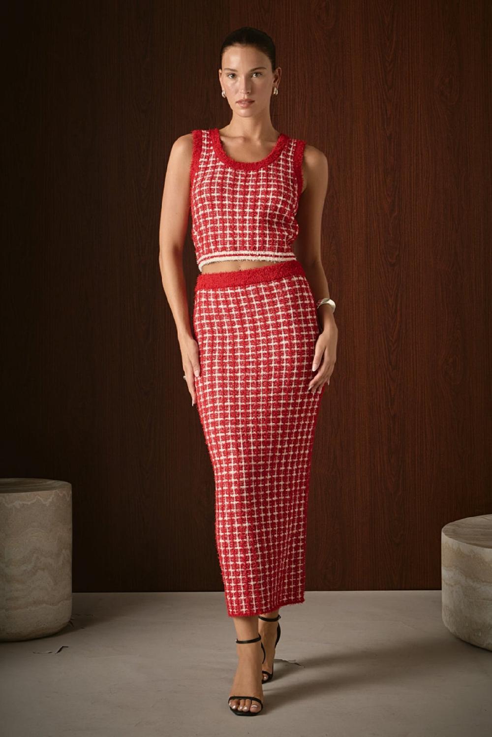 Endless Rose Knit Crop Top RED/CREAM