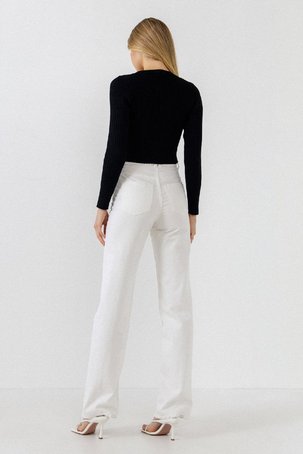 Endless Rose Knit Cropped Lounge Cardigan BLACK