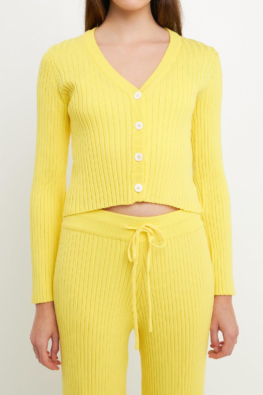 Endless Rose Knit Cropped Lounge Cardigan LIME