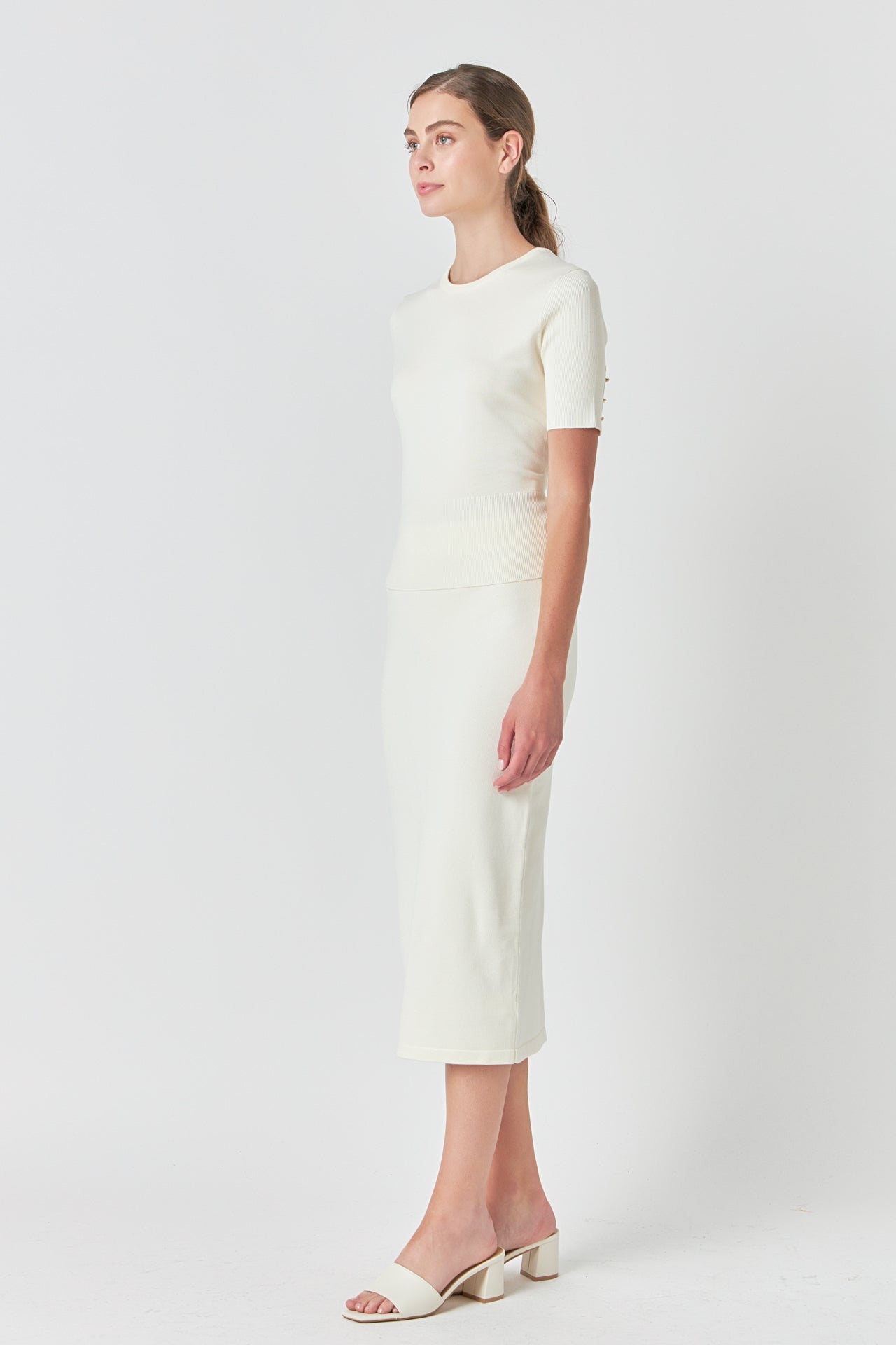 Endless Rose Knit Midi Skirt IVORY