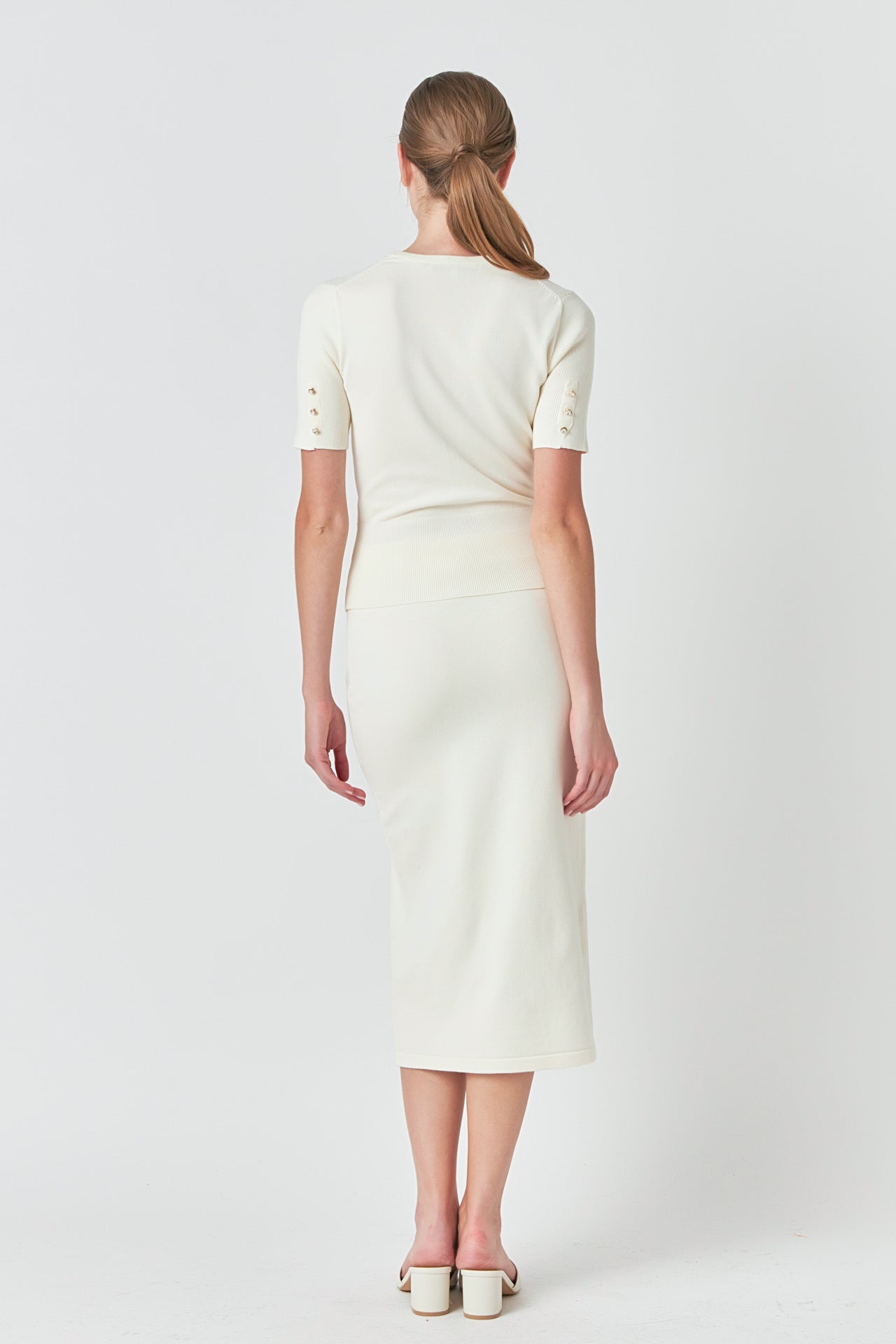 Endless Rose Knit Midi Skirt IVORY