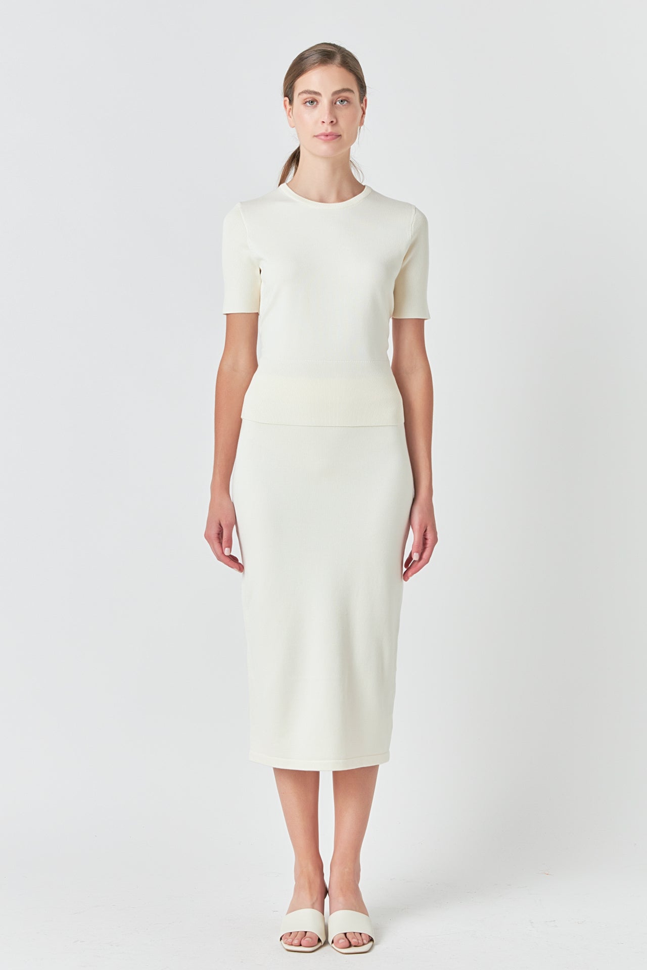 endless rose Knit Midi Skirt IVORY