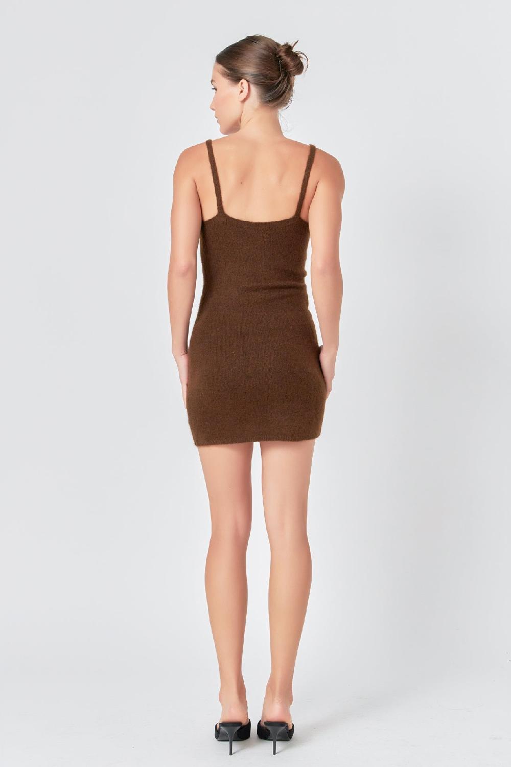 Endless Rose Knit Mini Dress BROWN