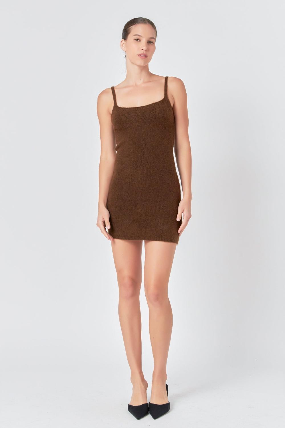 endless rose Knit Mini Dress BROWN