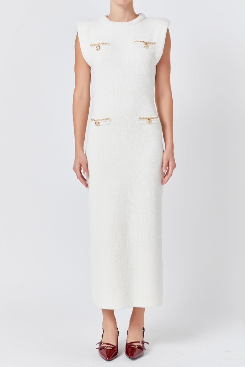 Endless Rose Knit Padded Maxi Dress CREAM