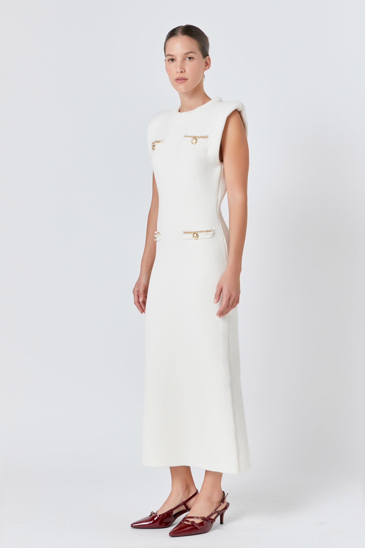 Endless Rose Knit Padded Maxi Dress CREAM