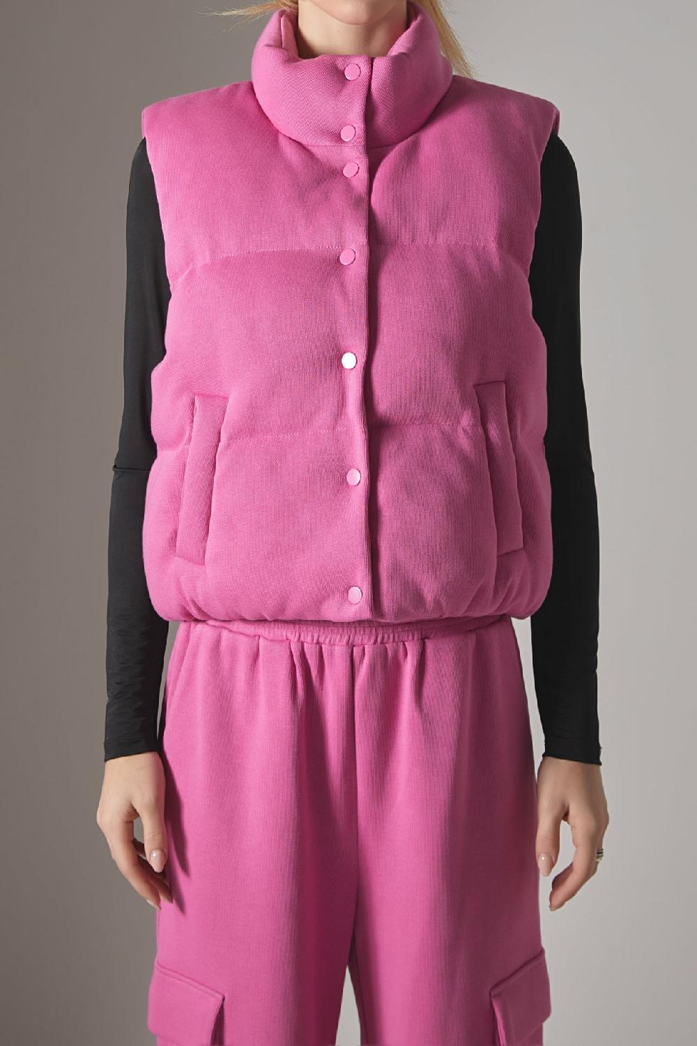 Endless Rose Knit Puffer Vest PINK