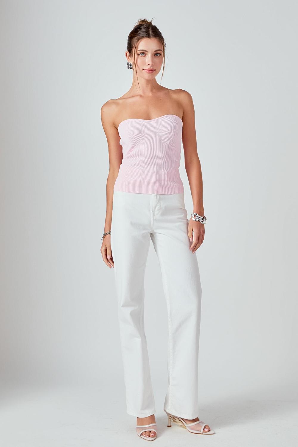 Endless Rose Knit Strapless Top PINK