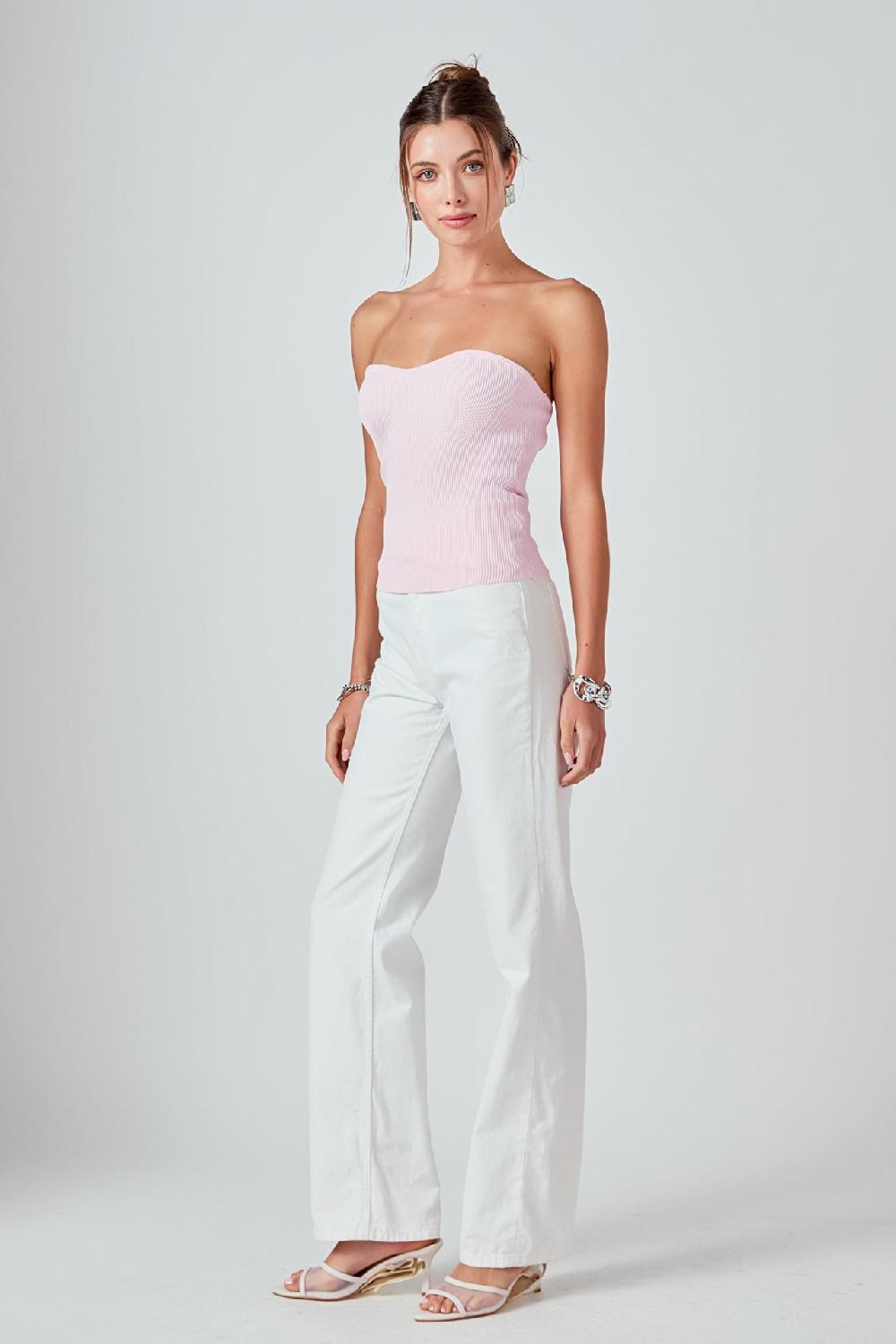 Endless Rose Knit Strapless Top PINK