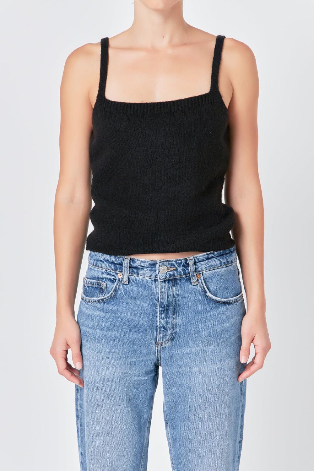 Endless Rose Knit Tank Top BLACK