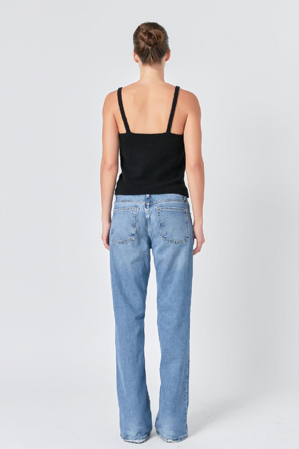 Endless Rose Knit Tank Top BLACK