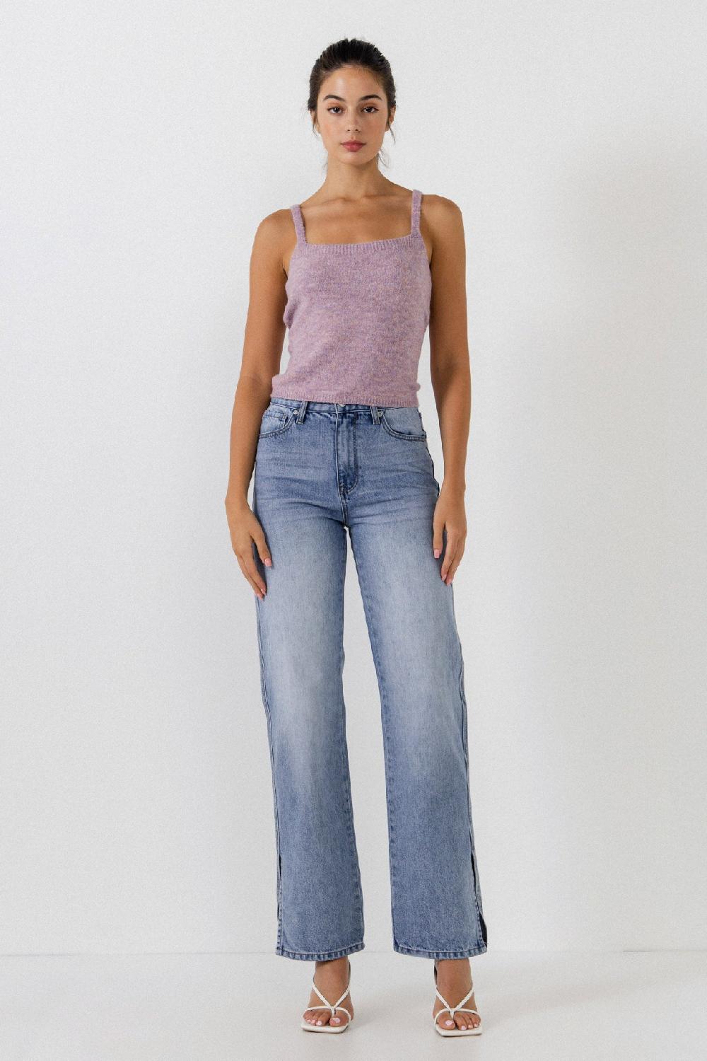 endless rose Knit Tank Top DUSTY PURPLE