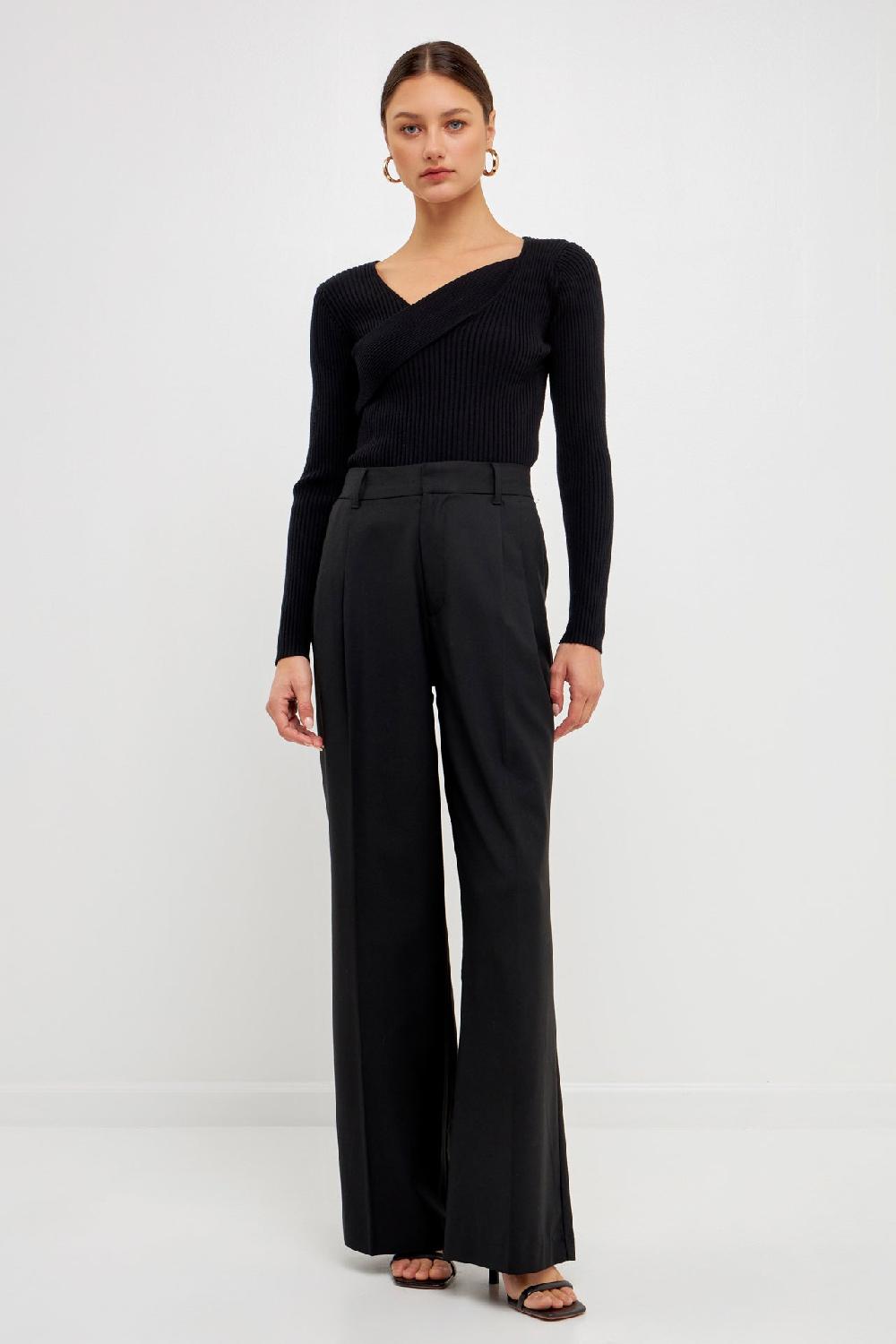 endless rose Knit Wrap Sweater BLACK